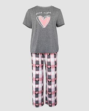 Womens Pajamas Sets 2 Piece Short Sleeve Lounge Set Printed Loose Pants Pj Sets Loungewear Set